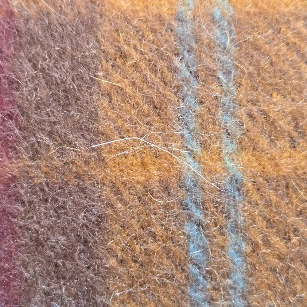 Plaid Cashmere Woven Scarf Blue Brown